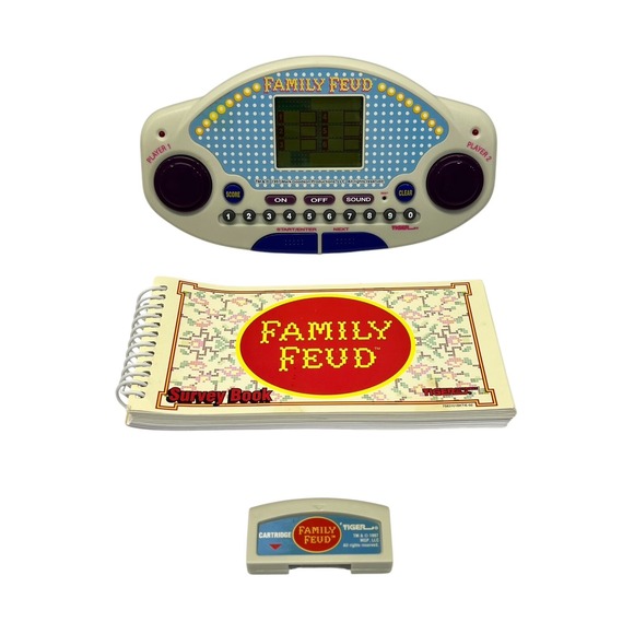 Family Feud Vintage handheld electronic game w/ SURVEY BOOK 1997 TIGER - Working - Picture 1 of 11